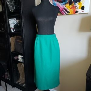 Vintage Knit Way Canadian Made Womens Medium Long Maxi Turquoise Green Skirt